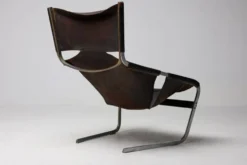 Chaise longue Pierre Paulin F444 en cuir noir - Tout original, Vintage