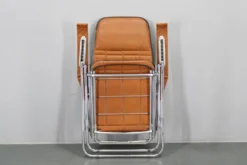 Chaise longue pliante italienne des années 1970 avec revêtement en similicuir
