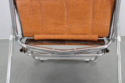 Chaise longue pliante italienne des années 1970 avec revêtement en similicuir