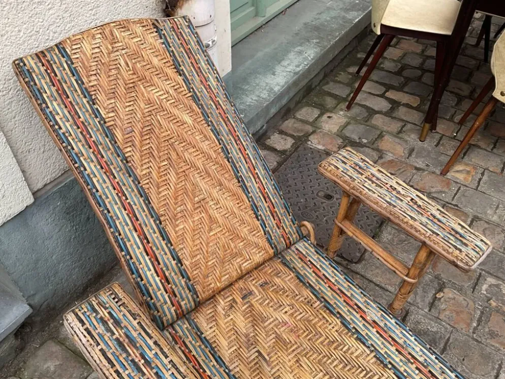 Chaise longue rotin 1910/1920