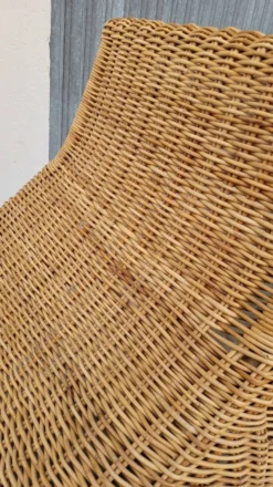 Chaise longue transat lit de repos en rotin vintage -1970s