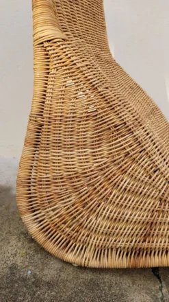 Chaise longue transat lit de repos en rotin vintage -1970s