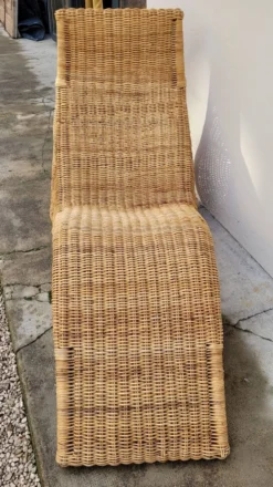 Chaise longue transat lit de repos en rotin vintage -1970s