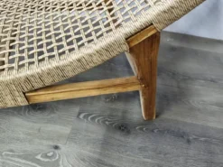 Chaise longue/ transat tressé en teck