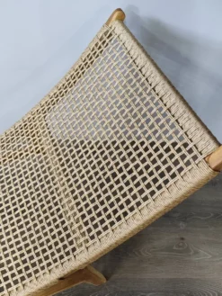 Chaise longue/ transat tressé en teck