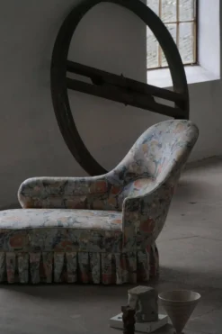 Chaise longue vintage/Canapé avec tapisserie florale, design danois moderne, années 1950