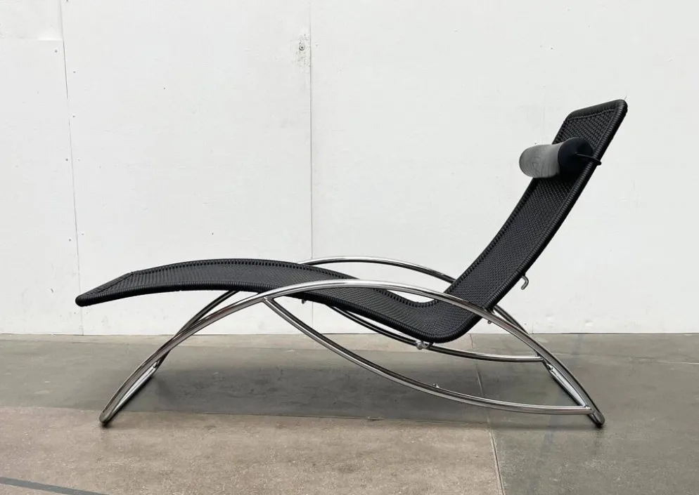 Chaise longue vintage modèle S 828 en acier tubulaire par Torben Skov pour Thonet, années 1980