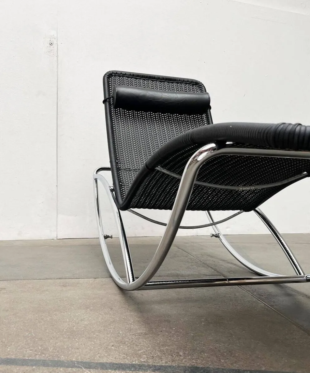 Chaise longue vintage modèle S 828 en acier tubulaire par Torben Skov pour Thonet, années 1980