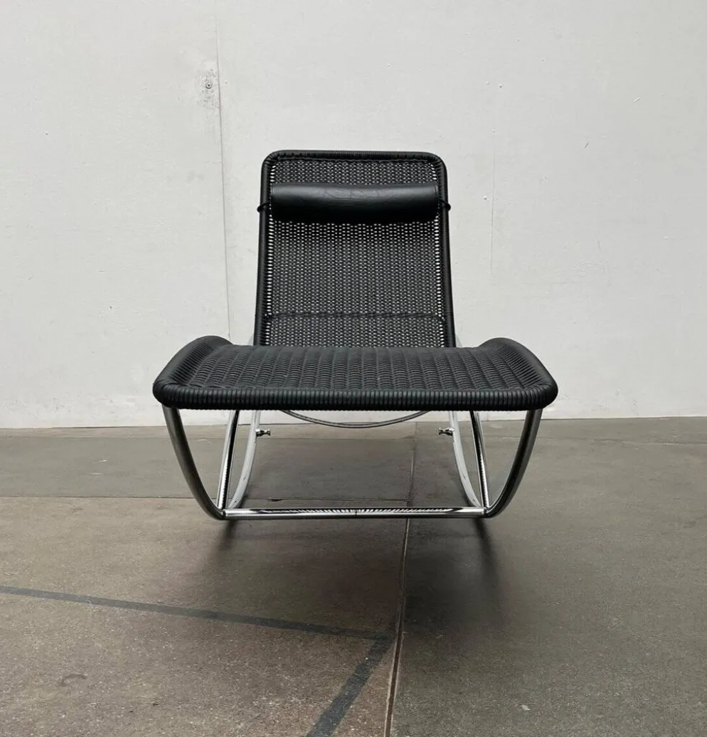 Chaise longue vintage modèle S 828 en acier tubulaire par Torben Skov pour Thonet, années 1980