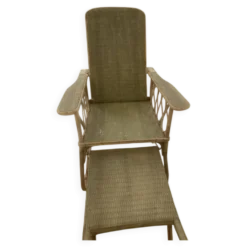 Chaise longue vintage osier rotin