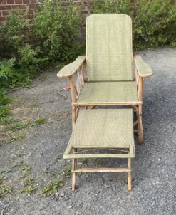 Chaise longue vintage osier rotin