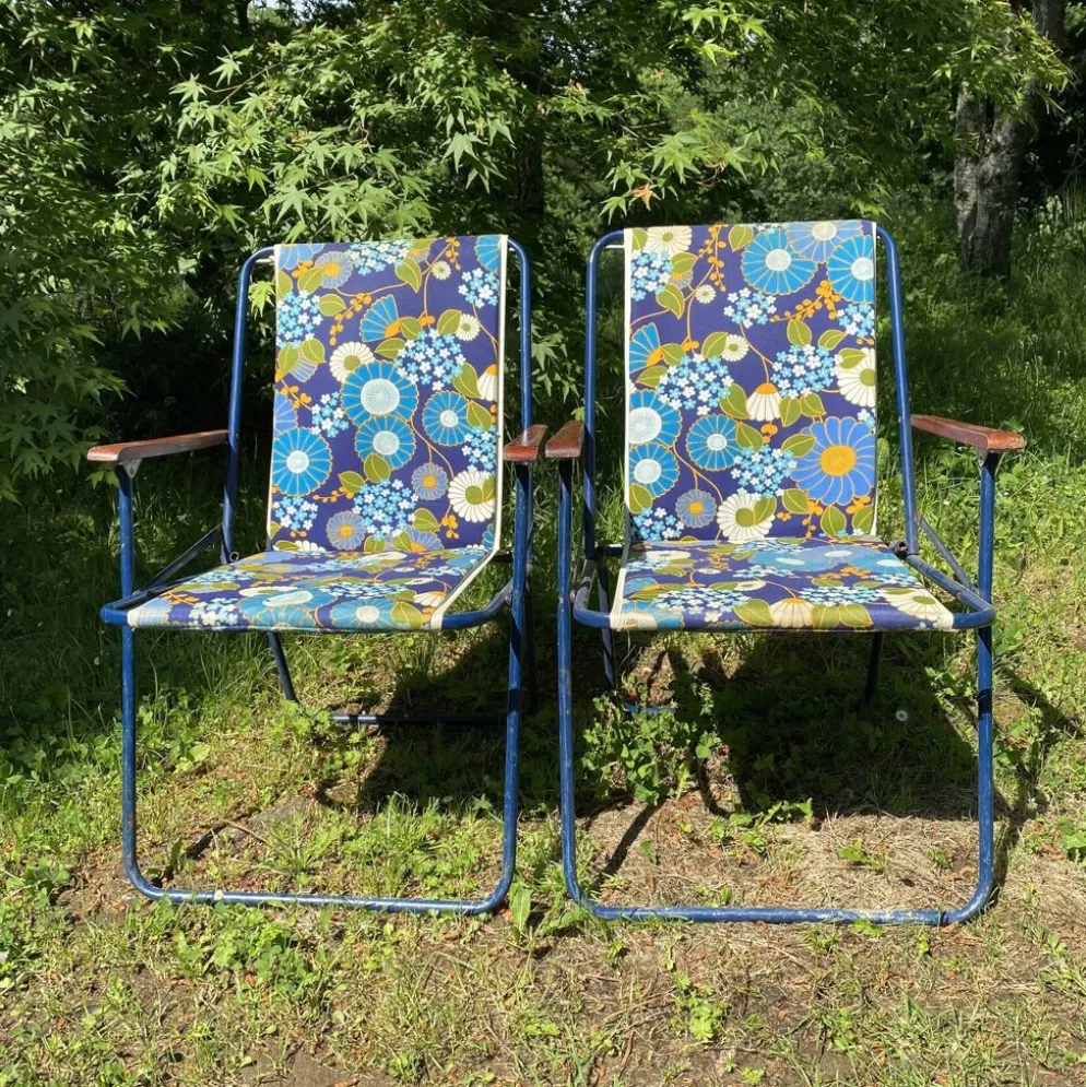 Chaises de camping pliantes années 70 , chaises de jardin