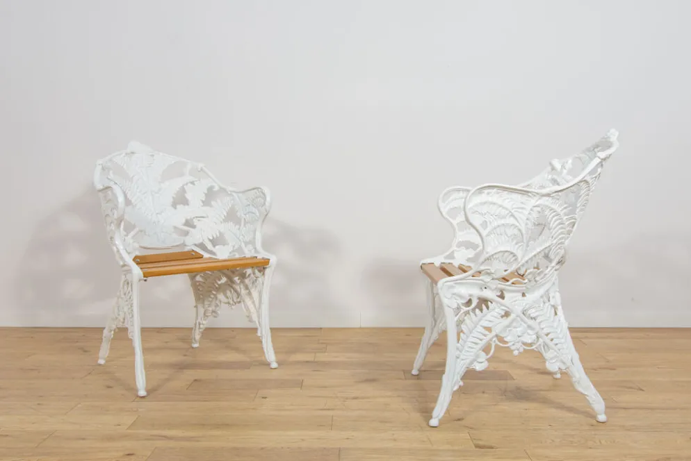 Chaises de jardin en fonte de style victorien Coalbrookdale, Royaume-Uni, années 1950, ensemble de 2.