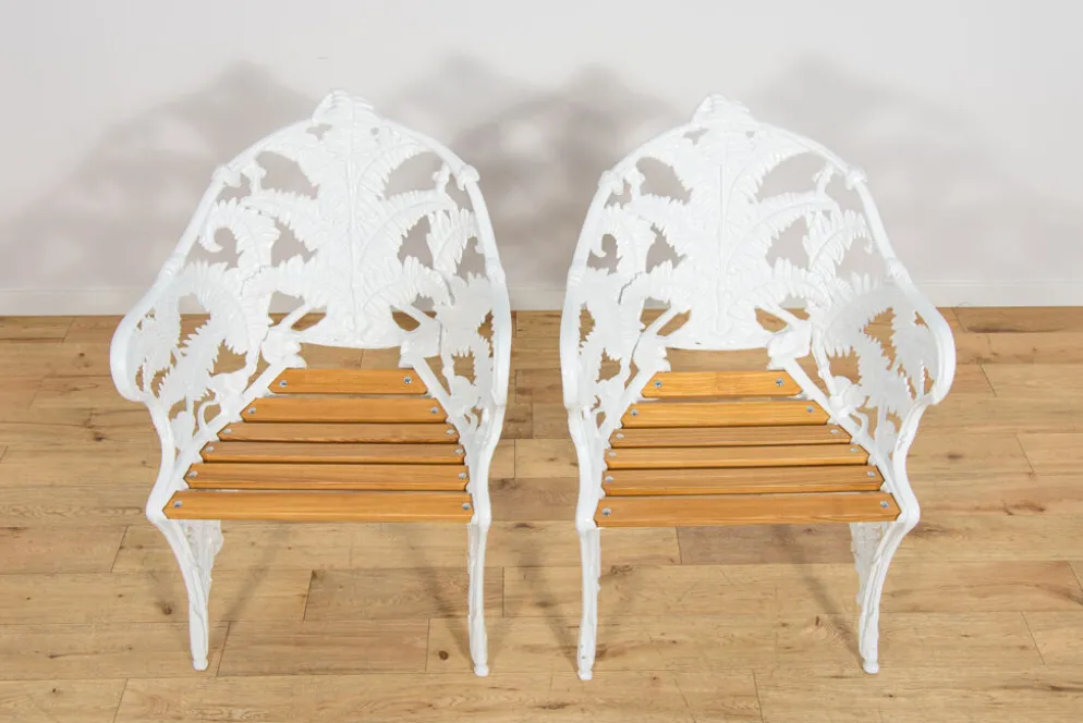 Chaises de jardin en fonte de style victorien Coalbrookdale, Royaume-Uni, années 1950, ensemble de 2.