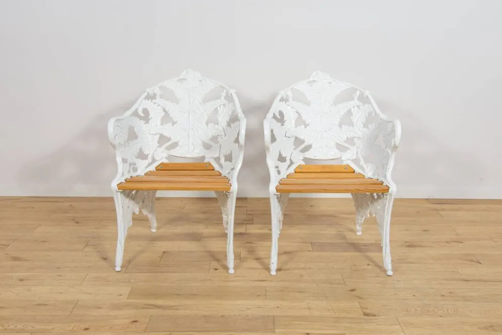 Chaises de jardin en fonte de style victorien Coalbrookdale, Royaume-Uni, années 1950, ensemble de 2.