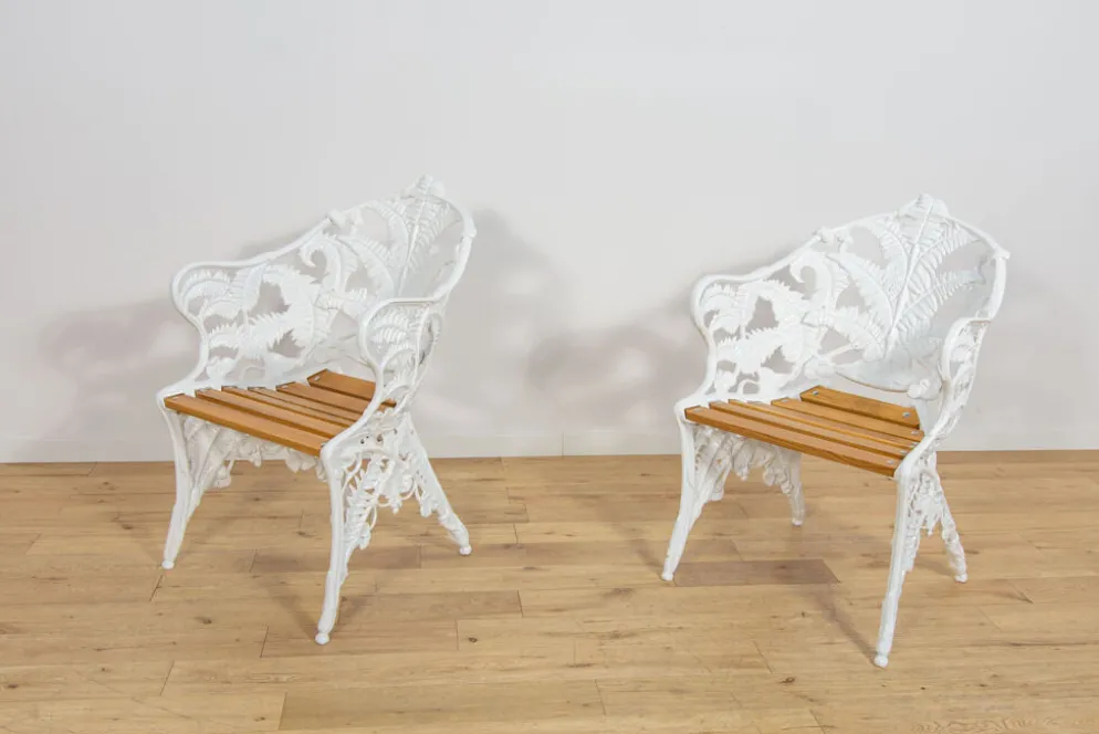Chaises de jardin en fonte de style victorien Coalbrookdale, Royaume-Uni, années 1950, ensemble de 2.