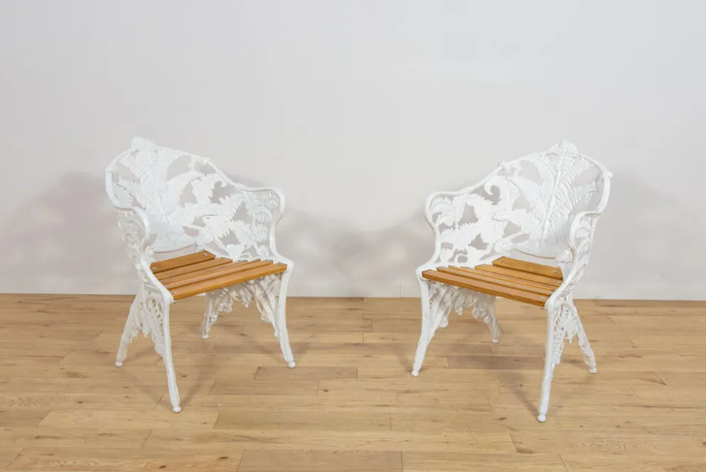 Chaises de jardin en fonte de style victorien Coalbrookdale, Royaume-Uni, années 1950, ensemble de 2.