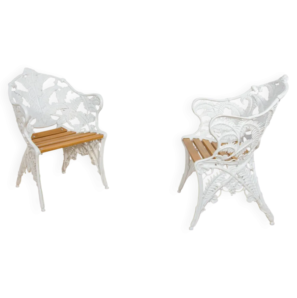 Chaises de jardin en fonte de style victorien Coalbrookdale, Royaume-Uni, années 1950, ensemble de 2.