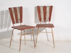 4 chaises de jardin rouges, c.1920