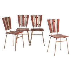 4 chaises de jardin rouges, c.1920