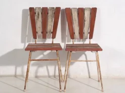 4 chaises de jardin rouges, c.1920