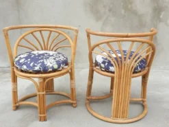 Chaises en Bambou, Italie, années 1960, lot de 3