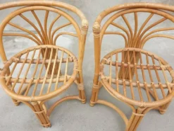 Chaises en Bambou, Italie, années 1960, lot de 3