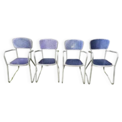 4 chaises fauteuils jardin design Gaston Viort