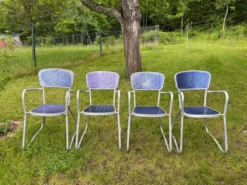 4 chaises fauteuils jardin design Gaston Viort