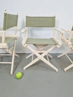 Chaises pliantes de directeur en bois vintage, années 1960, ensemble de 4