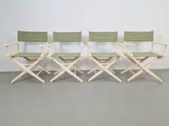 Chaises pliantes de directeur en bois vintage, années 1960, ensemble de 4