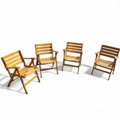 4 chaises pliantes par Ico & Luisa Parisi pour Reguitti, Italie, années 1970