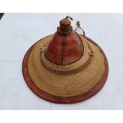 Chapeau africain Nigéria, paille et cuir