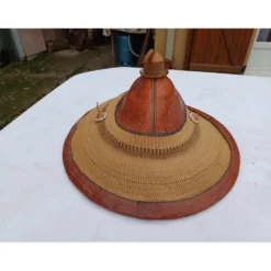 Chapeau africain Nigéria, paille et cuir