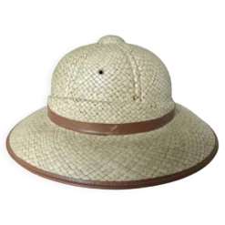 Chapeau, casque colonial, en osier, décoration murale, années 60 70