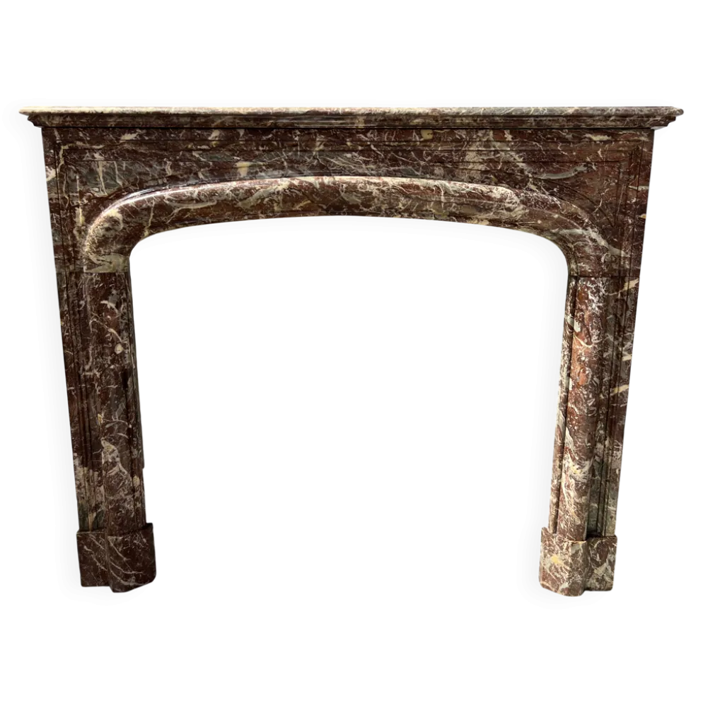 Cheminée de style Louis XIV en marbre rouge moucheté XIX siècle