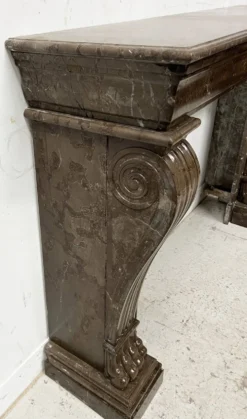 Cheminée Napoléon III a pieds griffes en marbre moucheté XIX siècle