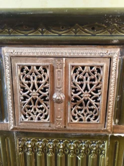 Cheminée poêle céramique et fonte type prussien