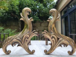 Chenets en bronze doré XIXe