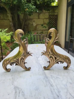 Chenets en bronze doré XIXe