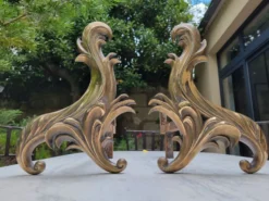 Chenets en bronze doré XIXe