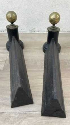 Chenets néoclassique fonte et laiton