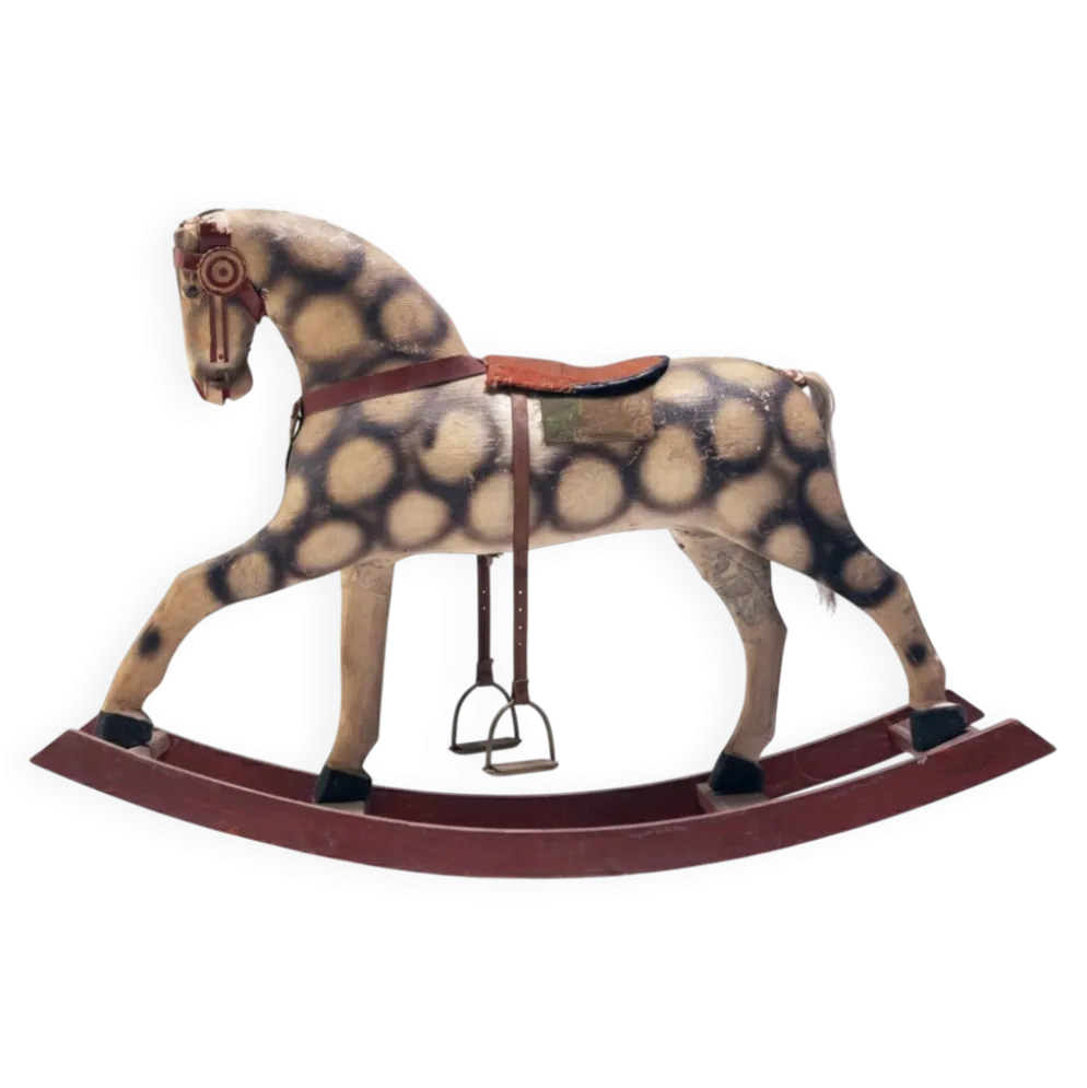 Cheval à bascule ancien, années 1940, Tchécoslovaquie