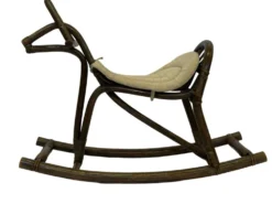 Cheval à bascule en bambou et rotin du milieu du siècle, design années 60 pour enfants