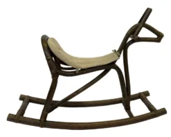 Cheval à bascule en bambou et rotin du milieu du siècle, design années 60 pour enfants