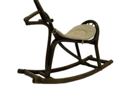 Cheval à bascule en bambou et rotin du milieu du siècle, design années 60 pour enfants