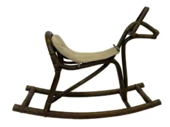 Cheval à bascule en bambou et rotin du milieu du siècle, design années 60 pour enfants