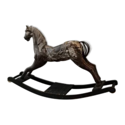 Cheval à bascule en bois, cheval de manège du XIXème siècle