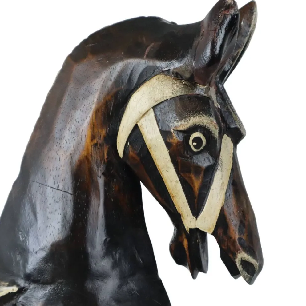 Cheval à bascule en bois, France 1970