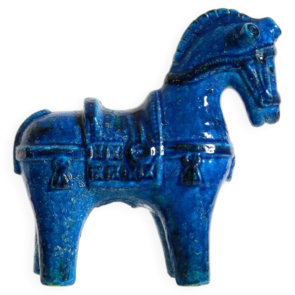 Cheval en céramique des années 60 de la collection Rimini Blue par Aldo Londi pour Bitossi